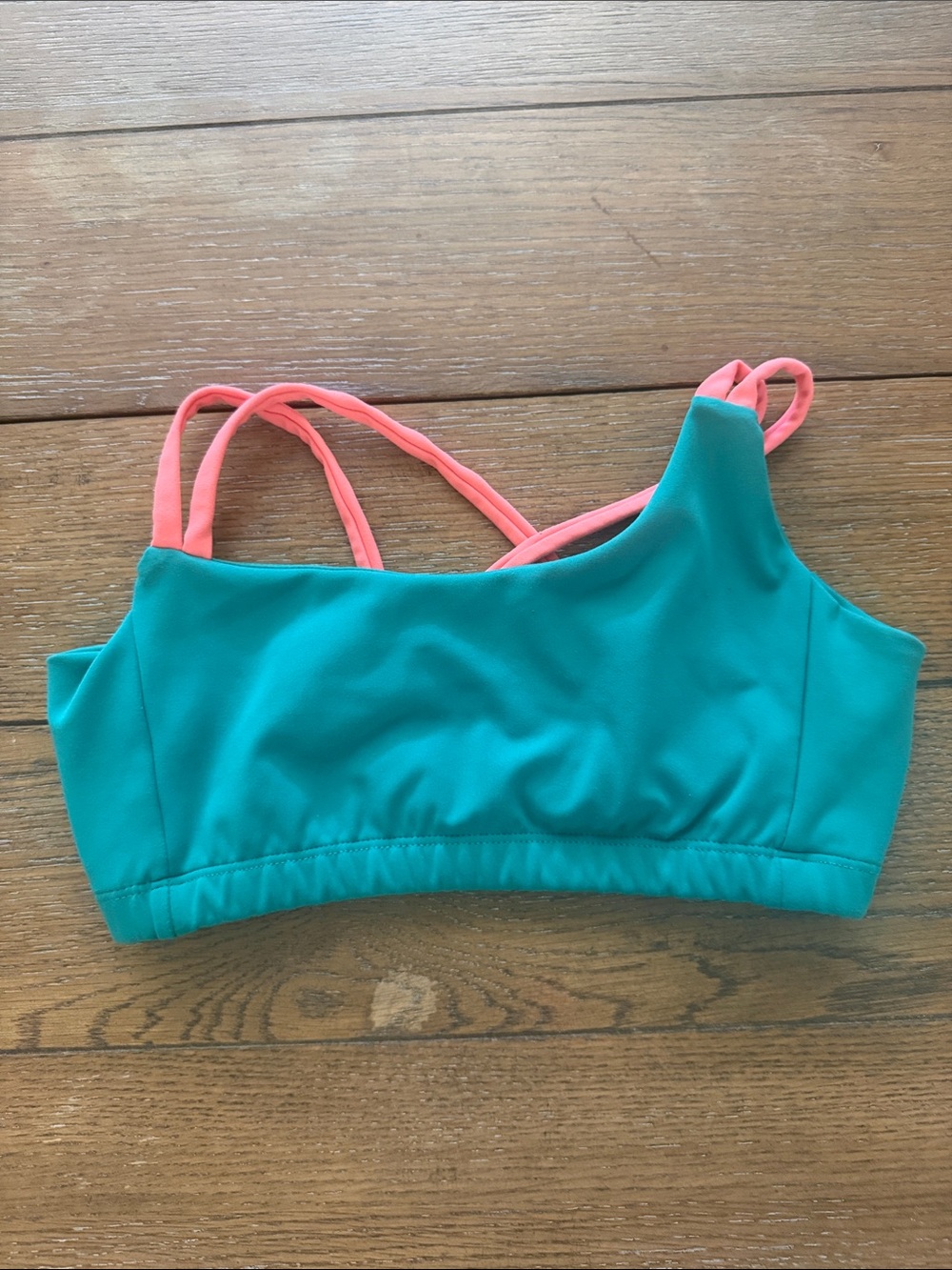 FIVE Adult XS dance wear Women’s Green Sports Bralette with coral Straps